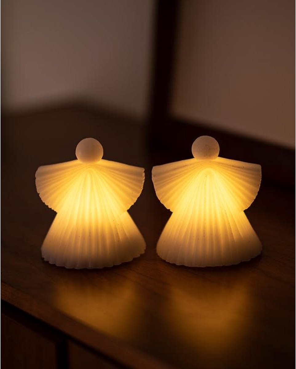 Asta angels | 10x9,2cm | set van 2 | engel | wax engeltjes op batterij | Sirius | verlichting | LED | kerst decoratie | cadeautip | wax engel