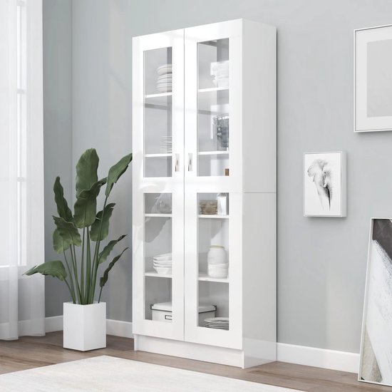 MIRAM - Glazen vitrinekast - Wit - MDF | Leen Bakker
