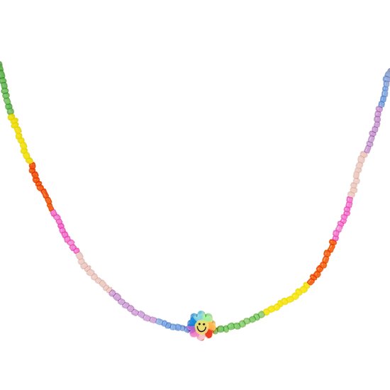 Flower smiley necklace - Rainbow collection - Yehwang - Ketting - 40 + 5 cm - Multi
