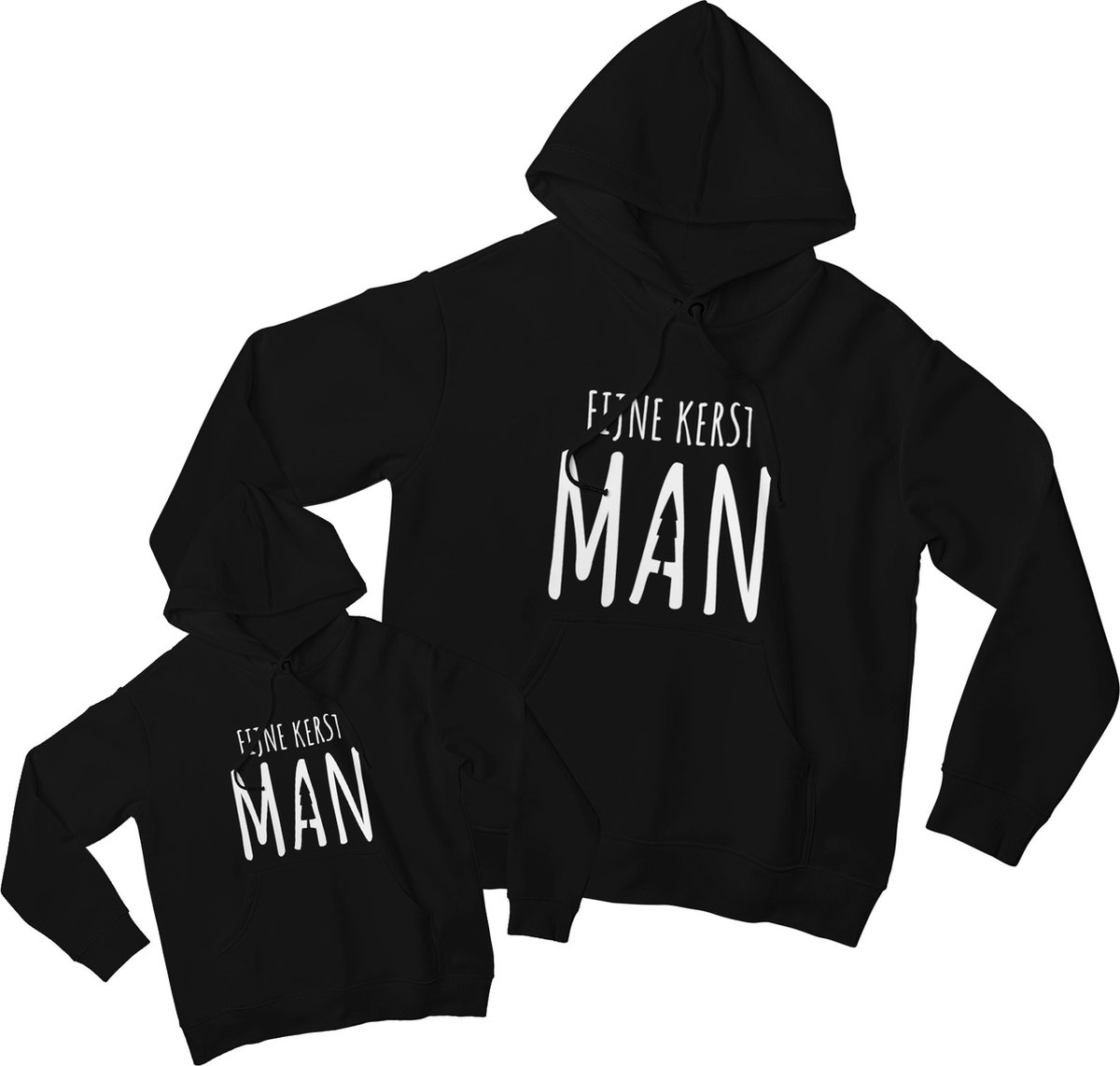 Goedkoopste Matching Kerst Hoodies Vader & Kind | Kersttrui Fijne Kerst Man | Papa maat S & Kind maat 98/104