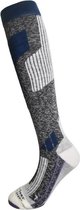Chaussettes hautes en laine mérinos de Luxe - Coupe ajustée - Chaussettes de Chaussettes de marche avec laine mérinos - Chaussettes mérinos pour femme et homme - Peut également servir de chaussettes de ski - Blauw - Taille S