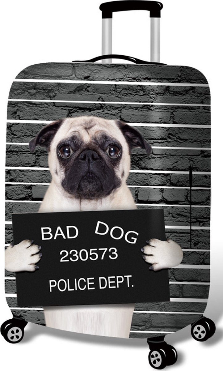 kofferhoes met 3d print Bad dog - maat M - Voor hoogte 58 tot 63 cm