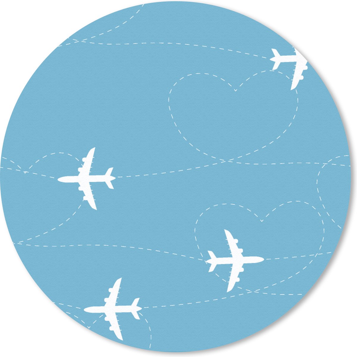 Muismat rond 40x40 cm - Mousepad Vliegtuig - Hartje - Patronen - Ronde muismatten