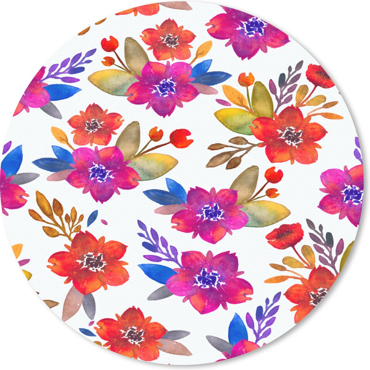 Muismat rond 40x40 cm - Mousepad Waterverf - Bloemen - Paars - Ronde muismatten
