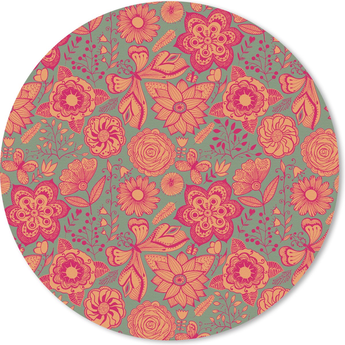 Muismat rond 40x40 cm - Mousepad Vlinders - Patronen - Lente - Bohemian - Ronde muismatten