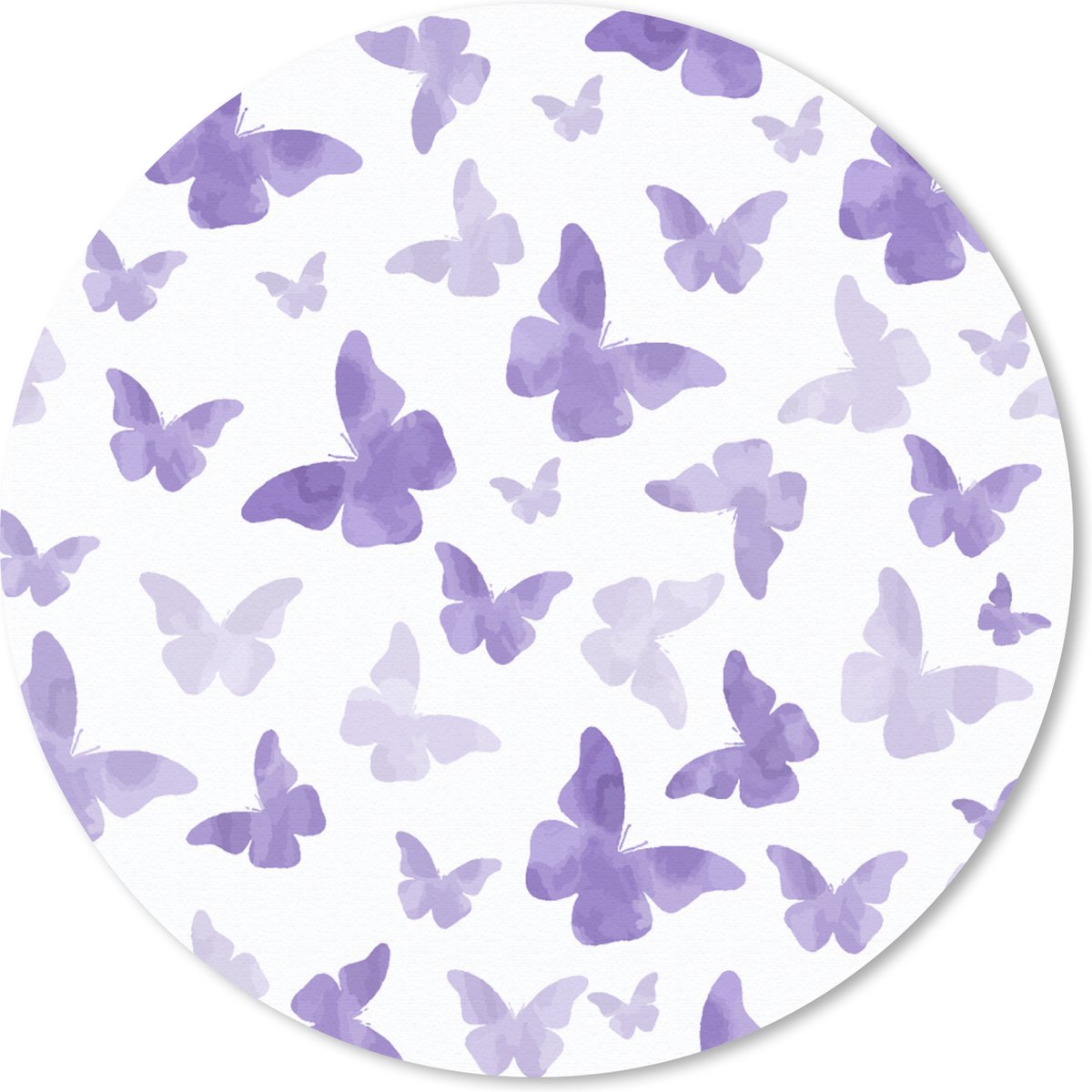 Muismat rond 50x50 cm - Mousepad Vlinder - Paars - Patronen - Ronde muismatten