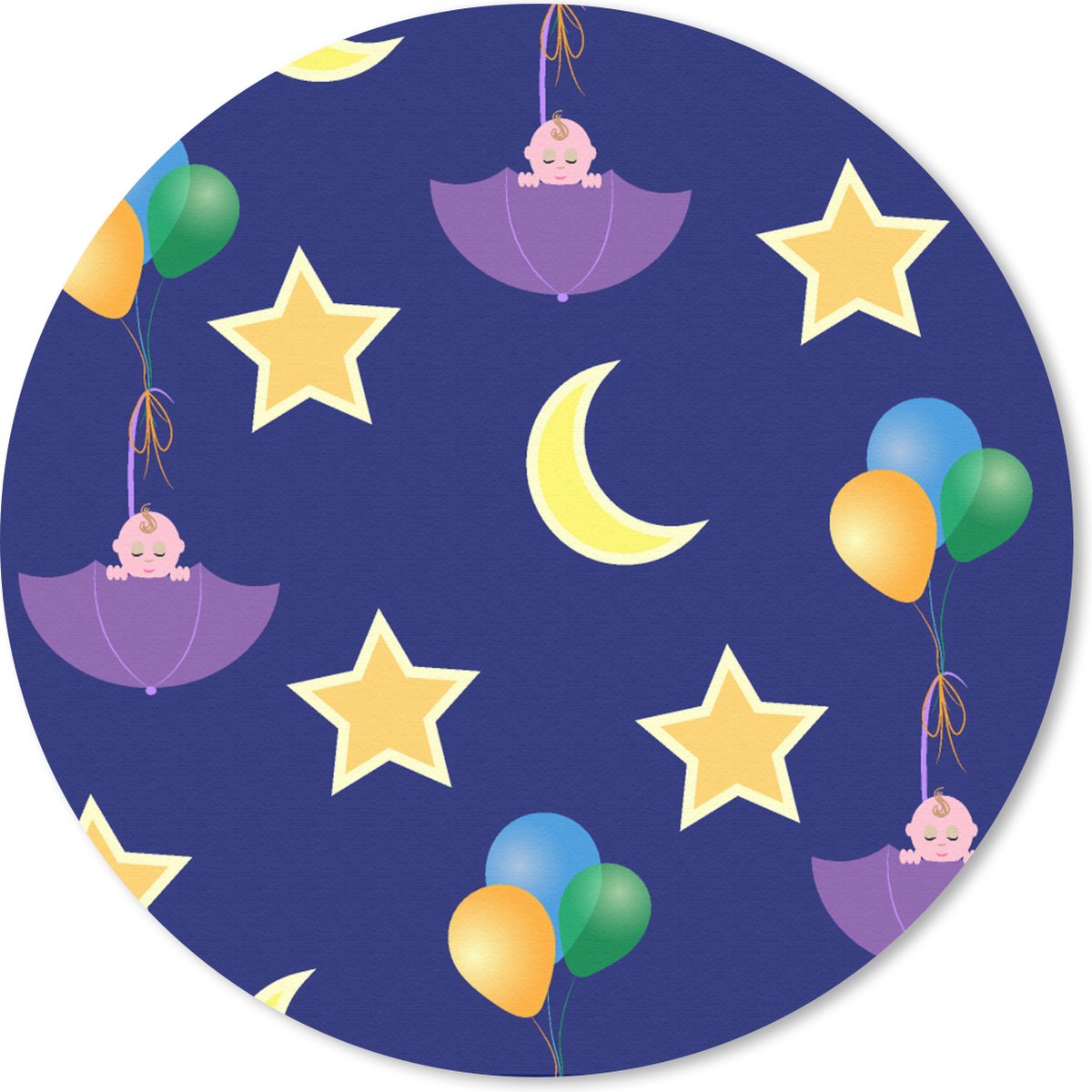 Muismat rond 30x30 cm - Mousepad Sterren - Patronen - Paraplu - Geboorte - Ronde muismatten