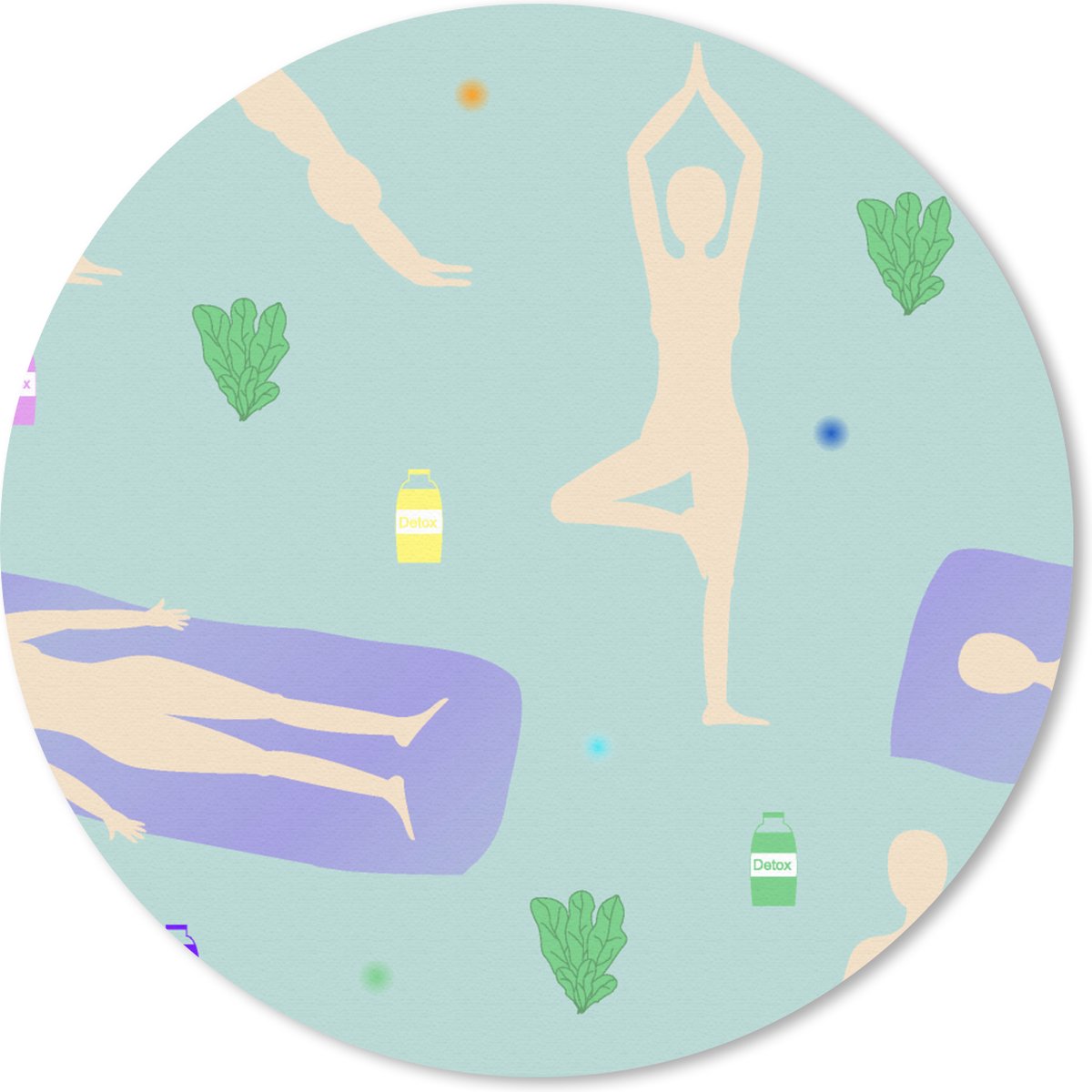 Muismat rond 20x20 cm - Mousepad Yoga - Patronen - Zen - Ronde muismatten