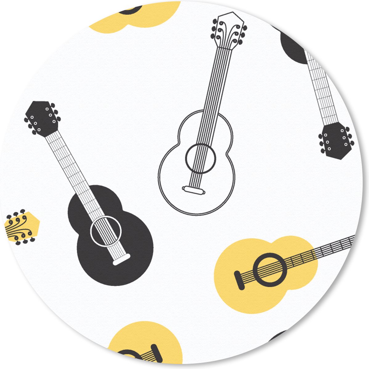 Muismat rond 20x20 cm - Mousepad Gitaar - Patronen - Instrumenten - Ronde muismatten