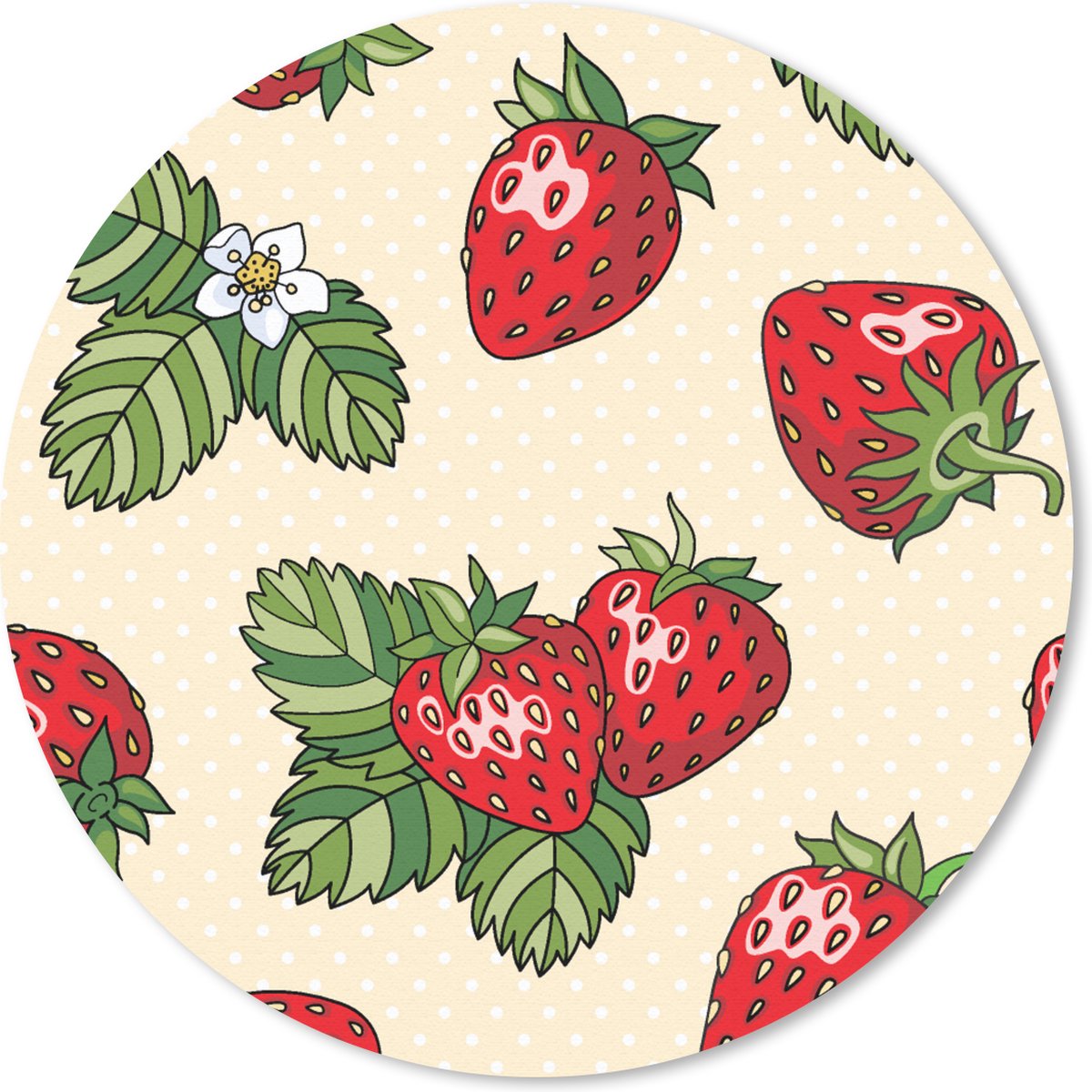 Muismat rond 30x30 cm - Mousepad Aardbeien - Fruit - Patronen - Ronde muismatten