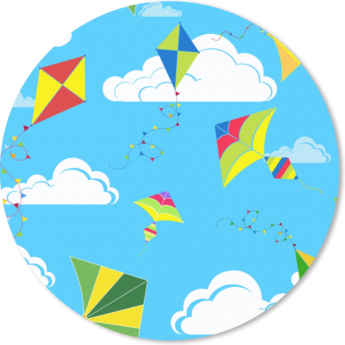 Muismat rond 40x40 cm - Mousepad Vlieger - Zomer - Patroon - Ronde muismatten