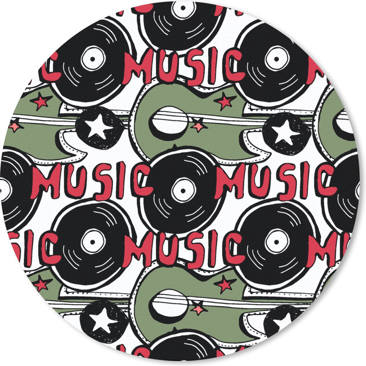 Muismat rond 50x50 cm - Mousepad Patronen - Muziek - Vinyl - Ronde muismatten