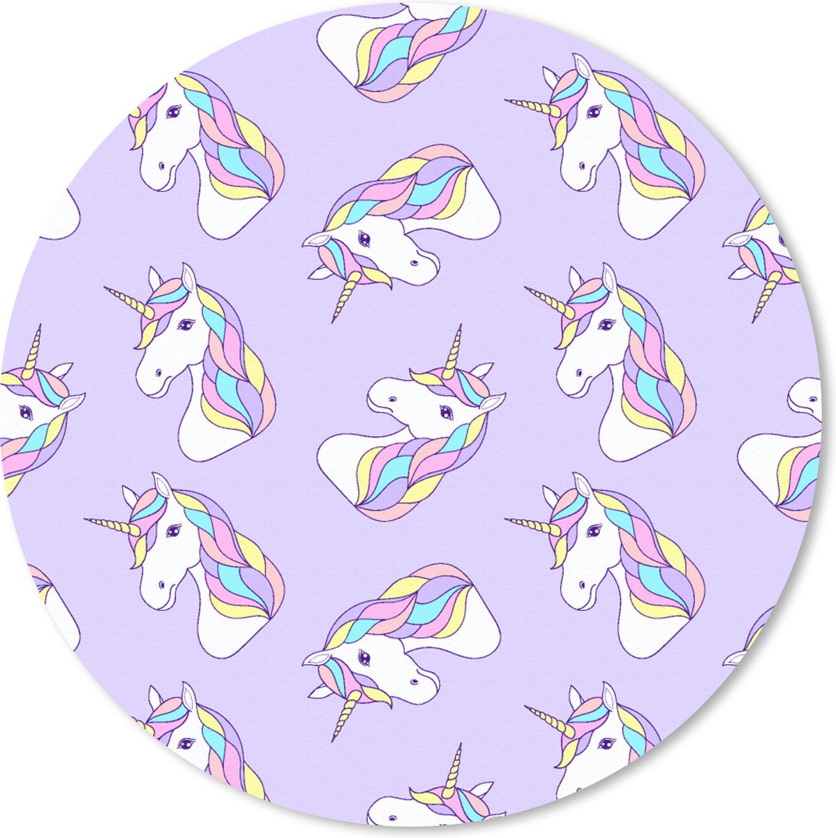 Muismat rond 30x30 cm - Mousepad Eenhoorn - Pastel - Patronen - Ronde muismatten