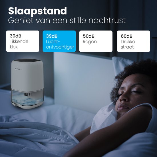 Auronic Luchtontvochtiger - Ontvochtigt 450ml Per Dag in Huis - 1L Waterreservoir - LED - Vochtopnemer voor in Woonkamer, Slaapkamer & Badkamer - Dehumidifier - Wit