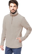 Kariban Fleece trui - beige - halve ritskraag - warme winter sweater - heren - polyester M