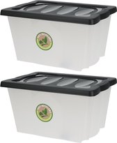 Storage Solutions Opberg boxen/dozen - 2x stuks - kunststof - 20 liter - 43 x 33 x 24 cm