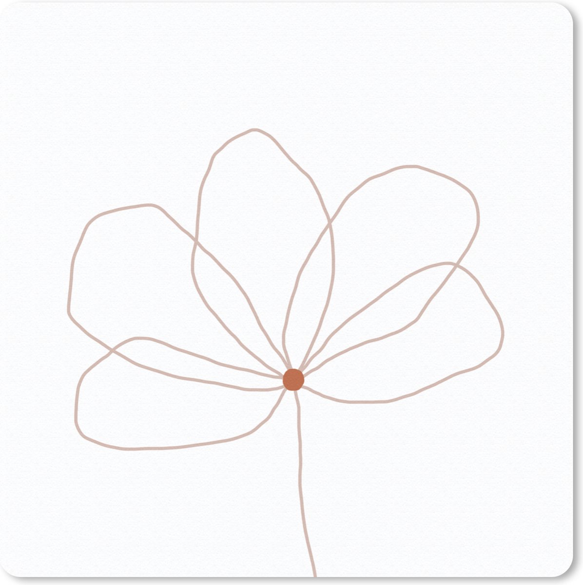 Muismat 30x30 cm - Mousepad Bloem - Line art - Natuur - Muismatten