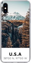 Coque iPhone Xs - Amérique - Montagnes - Arbres - Coque de téléphone en Siliconen