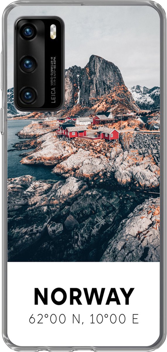 Telefoonhoesje Geschikt voor Huawei P40 hoesje - Noorwegen - Water - Bergen - Siliconen Telefoonhoesje Telefoonhoesje
