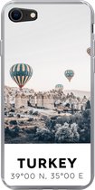 Geschikt voor iPhone SE 2020 hoesje - Luchtballon - Turkije - Zomer - Grijs - Siliconen Telefoonhoesje