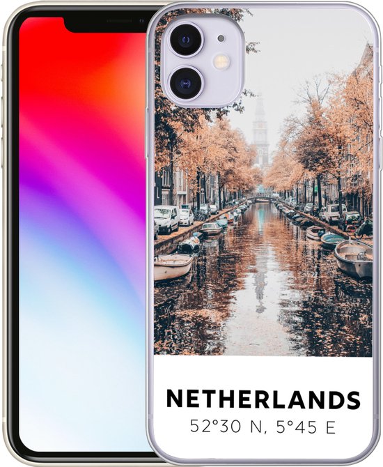Coque iPhone 11 - Pays- Nederland - Amsterdam - Canal - Automne - Coque de téléphone en Siliconen