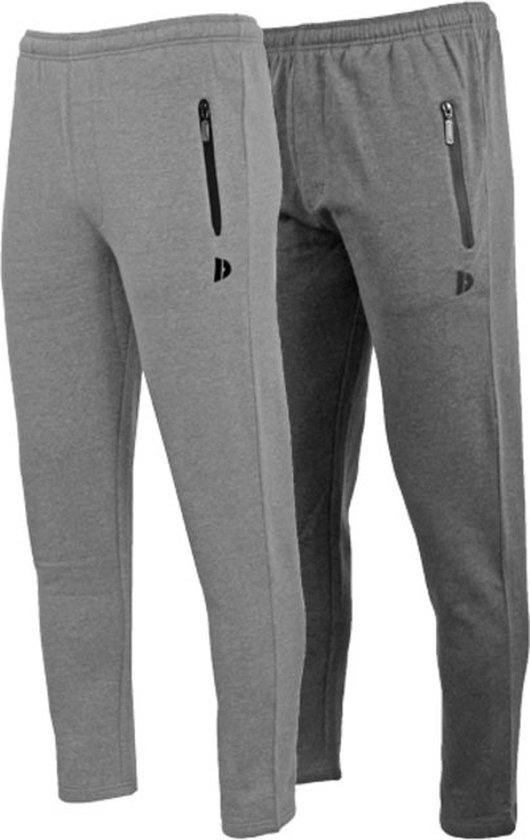2-Pack Donnay - Joggingbroek met rechte pijp - sportbroek - Heren - Maat XL - Silver-marl/Charcoal-marl (260)