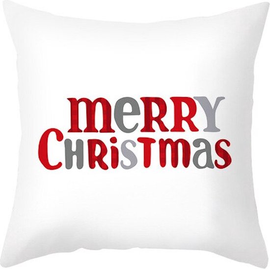 Kerst Kussenhoes - Kerst Decoratie - Kussenhoes Kerst - Kerst kussensloop 45x45 cm - White - Merry Christmas