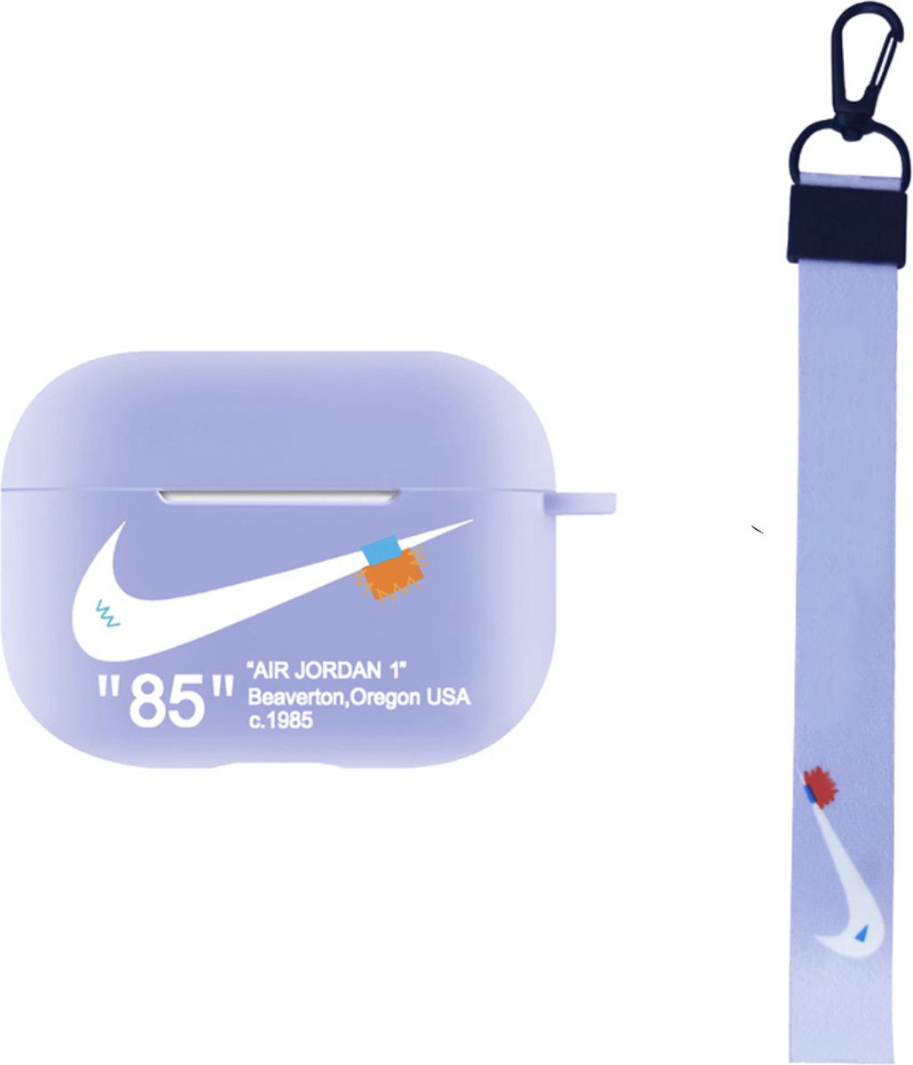Airpods Pro Case - Air Jordan 1 with Cord Purple - Airpods Pro Hoesje Paars - Nike
