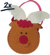 2 tasjes zakjes vilt eland rendier kerst kerstmis verpakking kersthanger versiering decoratie kerstboom