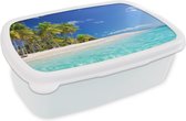 Broodtrommel Wit - Lunchbox - Brooddoos - Strand - Zee - Palmboom - Zon - Zomer - 18x12x6 cm - Volwassenen