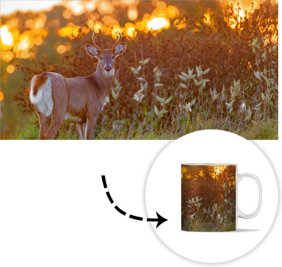 Mug - Mug à Café - Cerf - Plantes - Coucher de Soleil - Animaux Sauvages - Nature - Mugs - 350 ML - Tasse - Mugs à Café - Mug à Thé