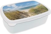 Broodtrommel Wit - Lunchbox - Brooddoos - Duin - Gras - Zee - Strand - 18x12x6 cm - Volwassenen