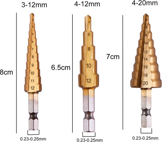 Ensemble de 3 forets/mèches étagés pour métal