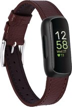 Leer Smartwatch bandje - Geschikt voor Fitbit Inspire 3 leren bandje - donkerbruin - Strap-it Horlogeband / Polsband / Armband