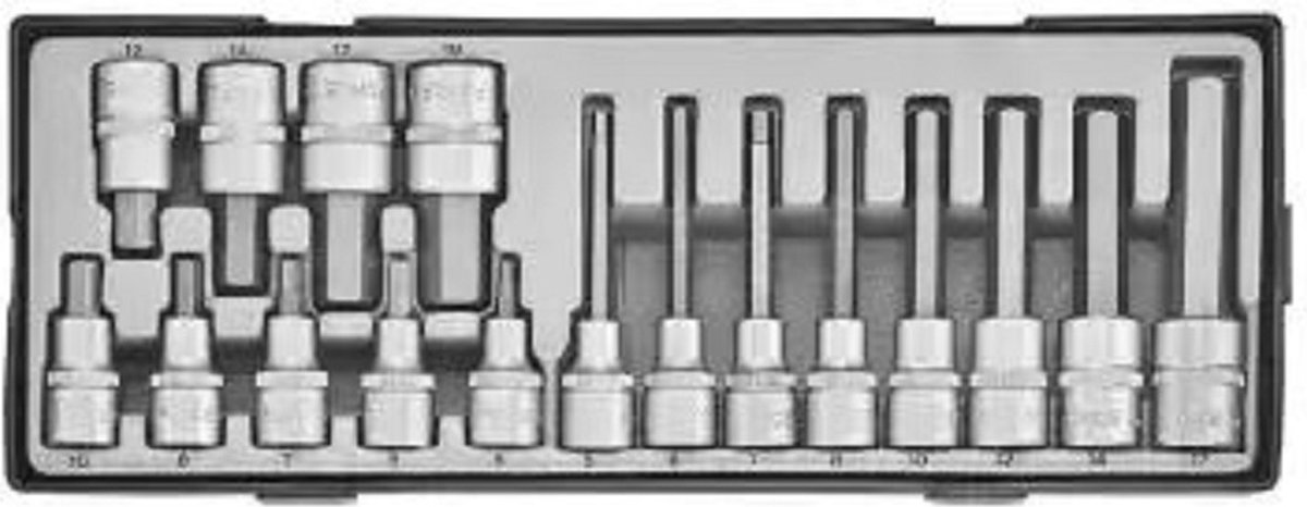 1/2" Doppenset Inbus 17 delig