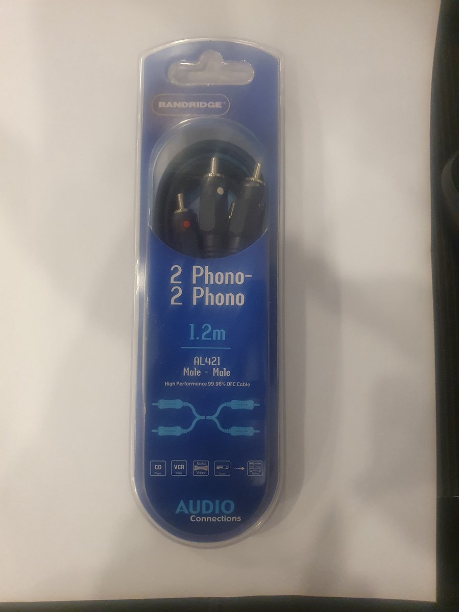 Bandridge AL421 audio kabel 1,2 m 2 x RCA BlauwGrijs