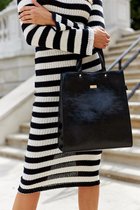 Peterson luxe shopper tas zwart + gratis langere riem
