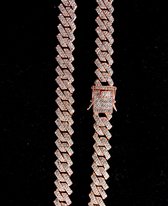 Diamond Boss Iced out cuban prong ketting - 60 cm - Rose goud