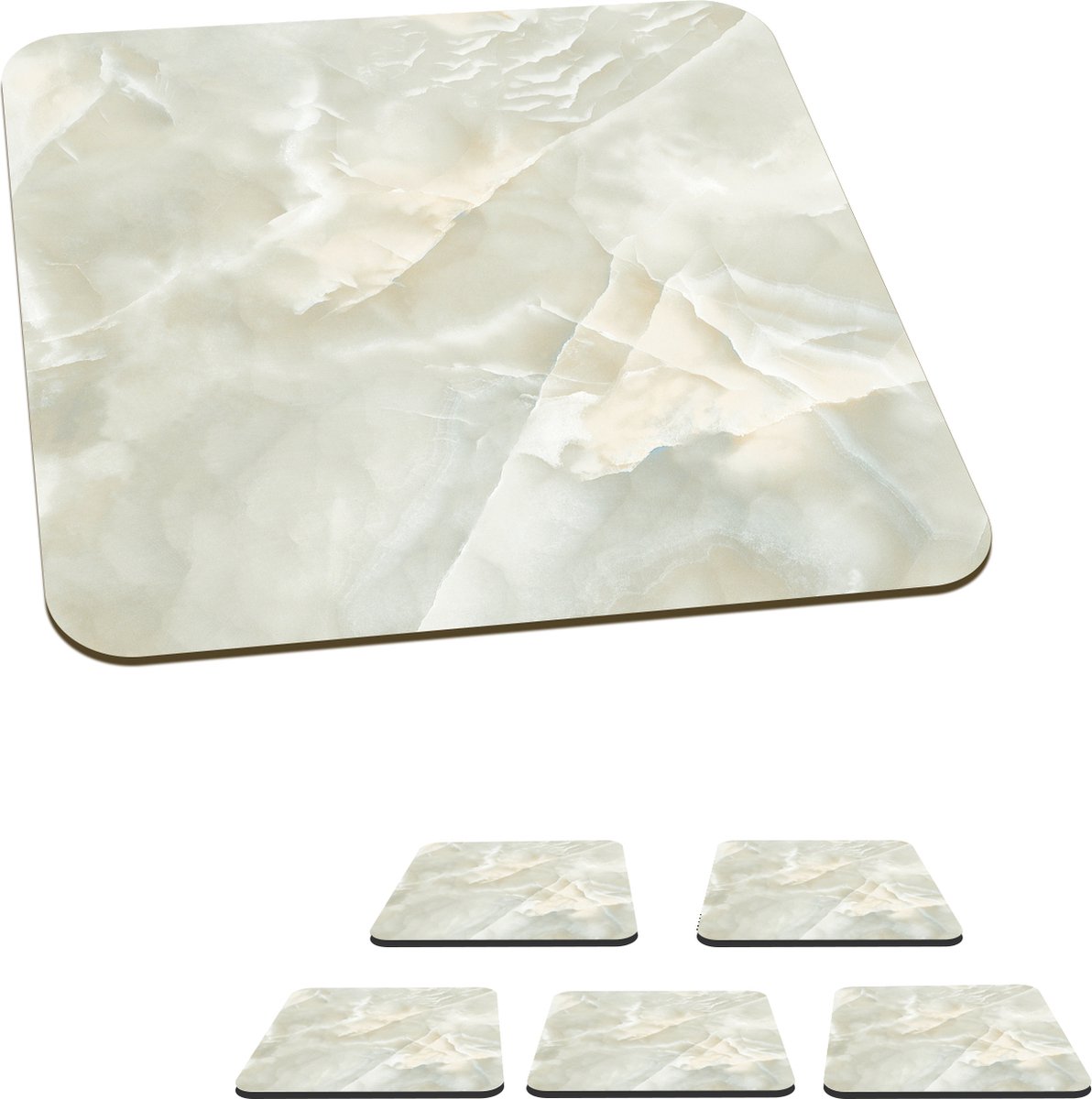 Onderzetters voor glazen - Marmer - Wit - Chic - 10x10 cm - Glasonderzetters - 6 stuks