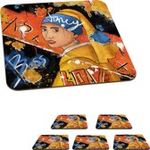 Dessous de Sous-verres - Fille à la perle - Street art - Art - 10x10 cm - 6 pièces