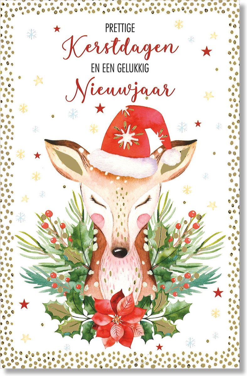 Lannoo - 16 Dubbele Kerst/Nieuwjaarskaarten - Witte envelop - 10,5 x 16 cm