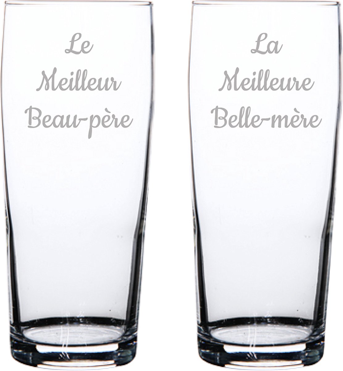 Bierfluitje gegraveerd - 19cl - Le Meilleur Beau-père & La Meilleure Belle-mère