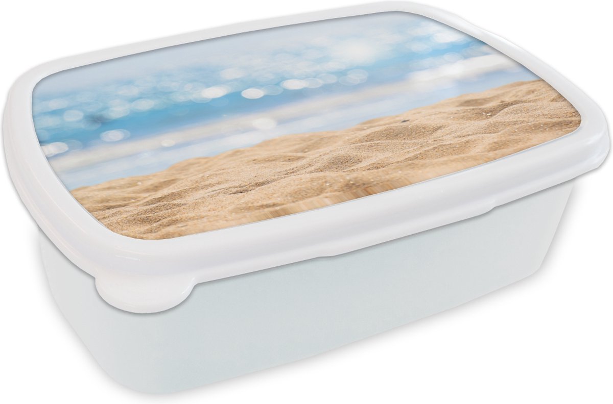 Broodtrommel Wit - Lunchbox - Brooddoos - Strand - Zee - Zand - 18x12x6 cm - Volwassenen