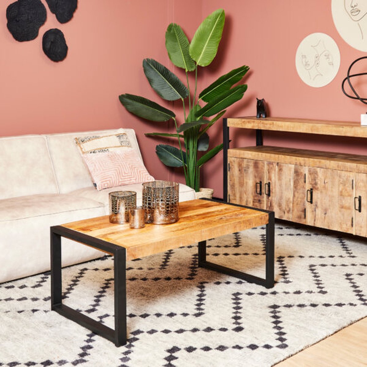 Meubels4nu - Salontafel Boaz - 110cm - Mangohout - Rechthoek - Koffietafel - Bijzettafel