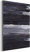 Wanddecoratie Metaal - Aluminium Schilderij Industrieel - Verf - Abstract - Zwart - 90x120 cm - Dibond - Foto op aluminium - Industriële muurdecoratie - Voor de woonkamer/slaapkamer