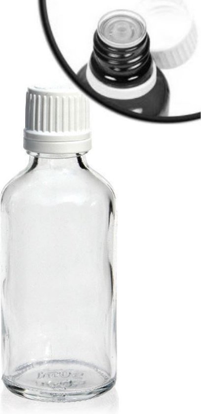 Flacon compte-gouttes avec pipette Verre clair, 50 ml