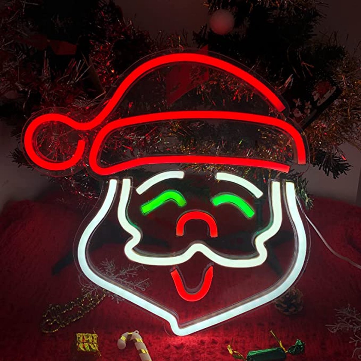 Neon led lamp - Kerstman - 35 x 35 cm - Wandlamp - Kerst - Winter - Feestdagen