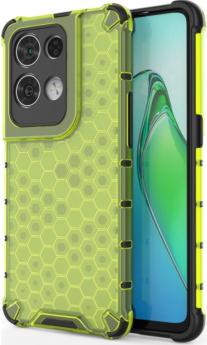 Mobigear Hoesje geschikt voor OPPO Reno 8 Pro 5G Telefoonhoesje Hardcase | Mobigear Honeycomb Backcover Shockproof | Schokbestendig Reno 8 Pro 5G Telefoonhoesje | Anti Shock Proof - Groen