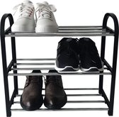 JZHHRPP 3 lagen zwart schoenenrek kunststof schoenenrek klein schoenenrek eenvoudige schoenenrek montage schoenenrek 42x19x43