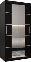 InspireMe - Armoire avec 2 portes coulissantes, Style moderne, Armoire avec étagères (LxHxP): 100x200x62 - VENTILA IV 100 Zwart Mat